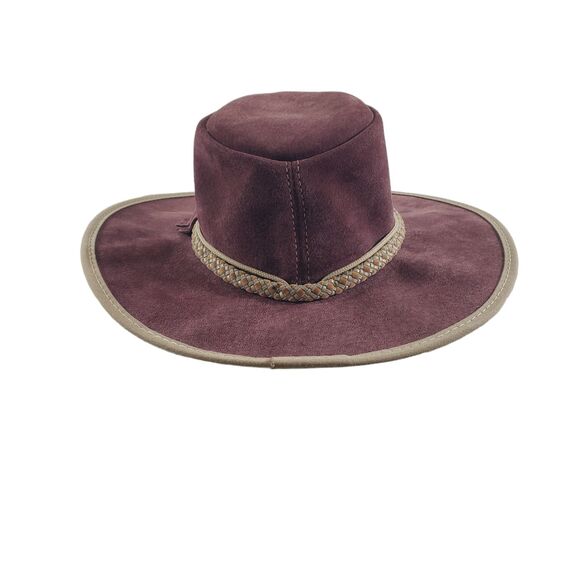 6 7/8 S Zephyr 21.5" Rancher Hat Outback Crusher Suede Aussie Brown Wine Small - Picture 1 of 11